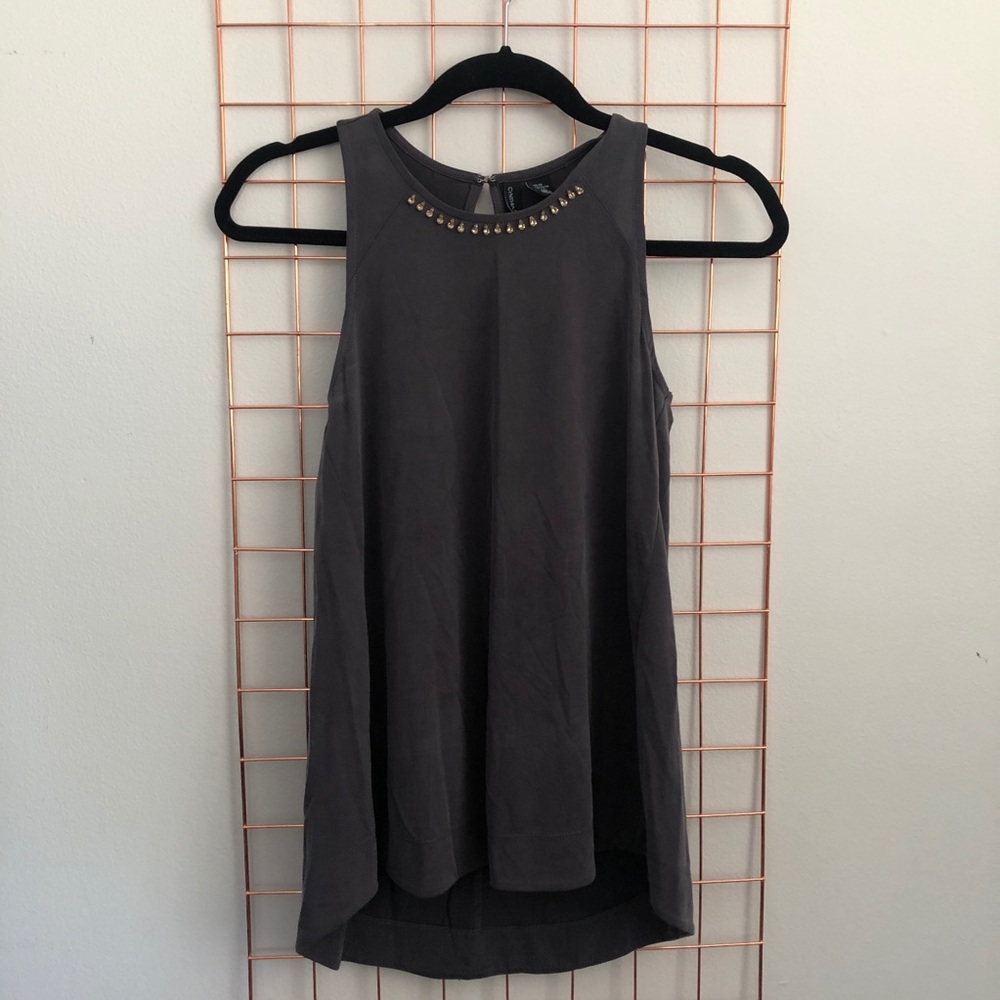 Cynthia Rowley | Embellished Rhinestone Collar High-Neck Tank